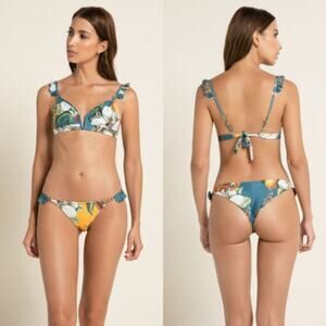 Agua Bendita | NWT Thea Lola Bikini Set Evergreen Story Green Floral Print M